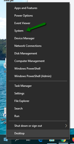 Image points to System item in the Start Menu. 