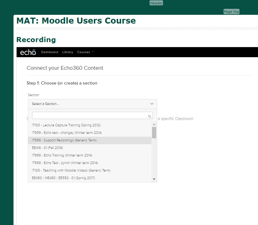 MAT: Moodle Users Courses/Recording