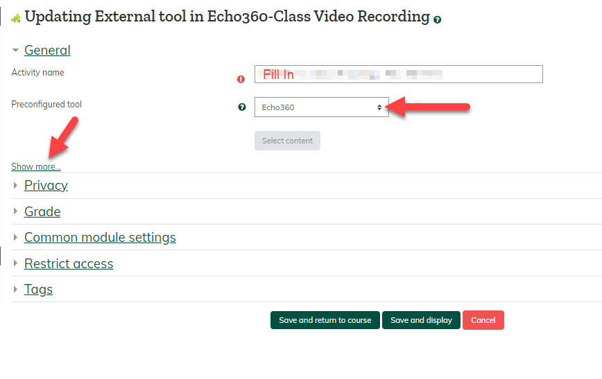 Updating External tool in Echo360-Class Video Recording