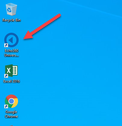picture of pc desktop with arrow pointing to echo shortcut 