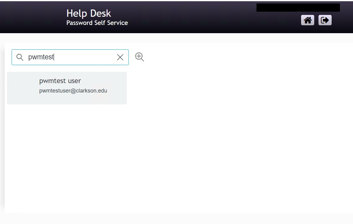 User search with result displayed
