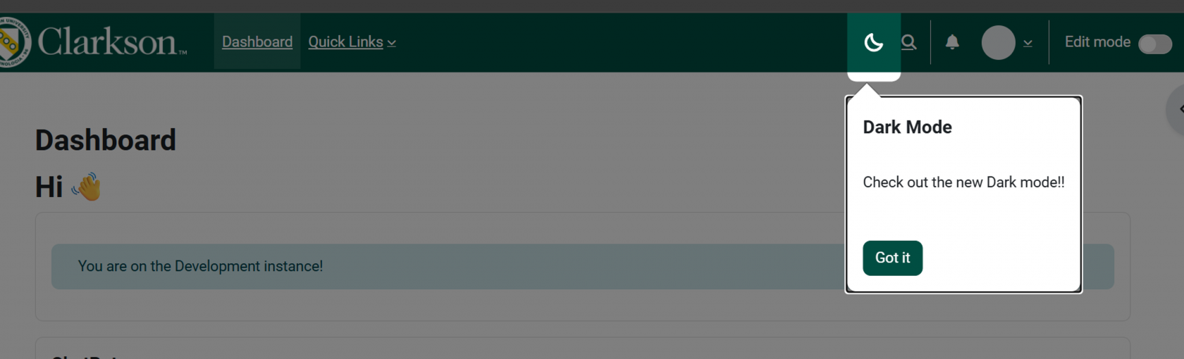 Dark Mode Alert